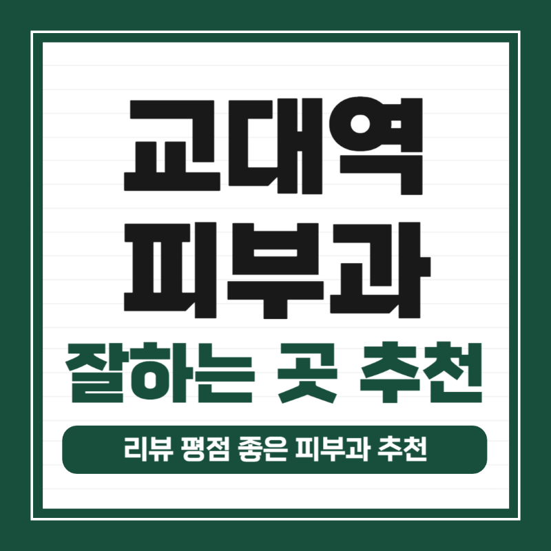 교대역 피부과 유명한 곳 전문의 병원 추천 모공 레이저 잘하는 곳 TOP 5