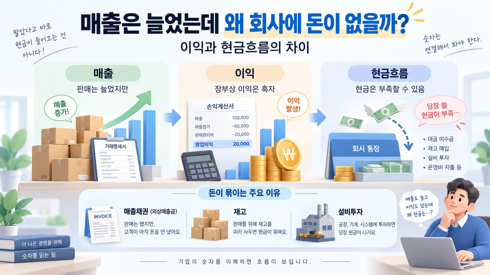 매출은 늘었는데 왜 회사에 돈이 없을까? 이익과 현금흐름의 차이