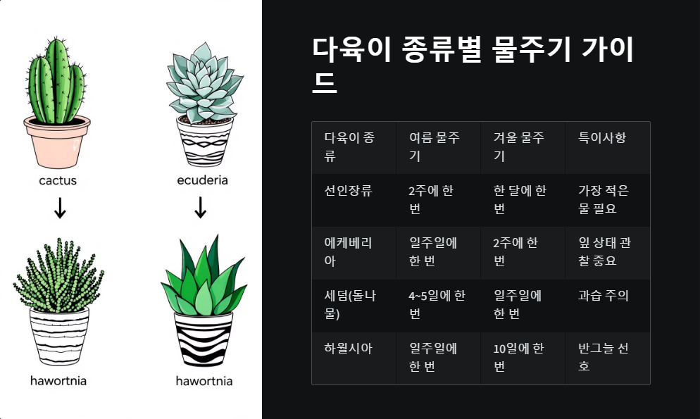 다육이 종류별 물주기 가이드