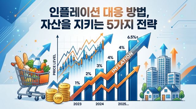 인플레이션 대응 방법과 물가 상승기 자산관리 전략을 설명하는 경제 인포그래픽 썸네일