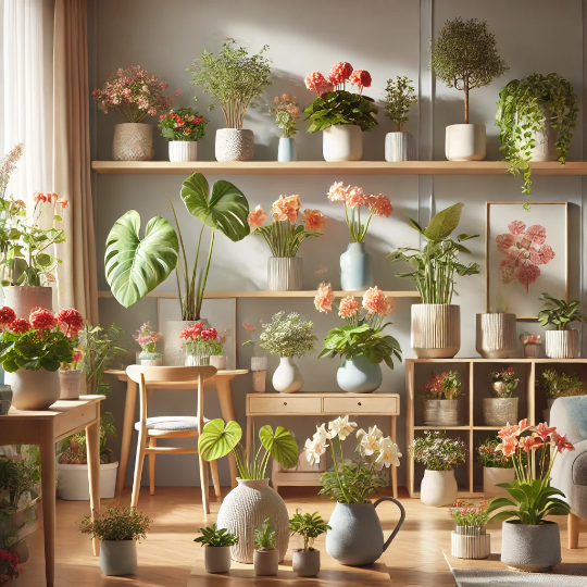 집에서 꽃을 키우는 이미지