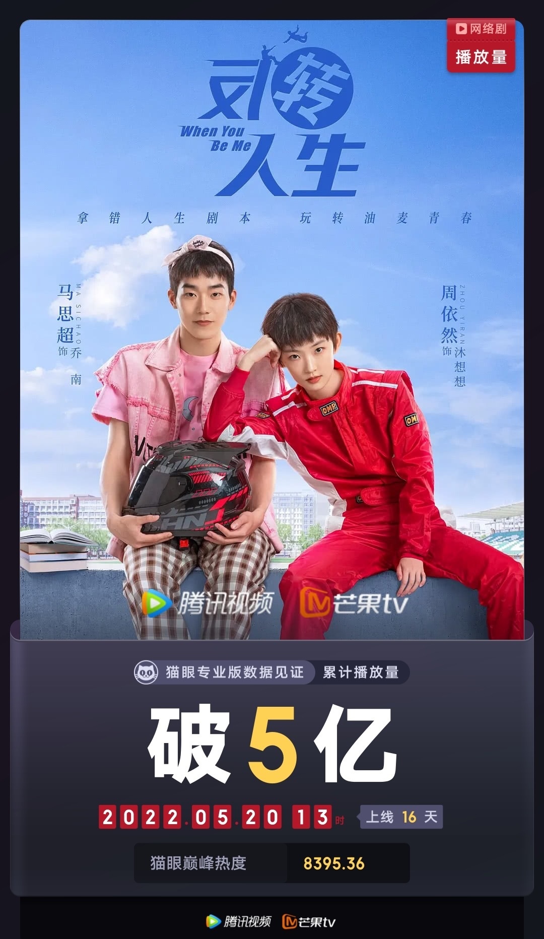 반전인생-마사초와 주의연-머리띠한 마사초와 오토바이 경주복 입은 주의연