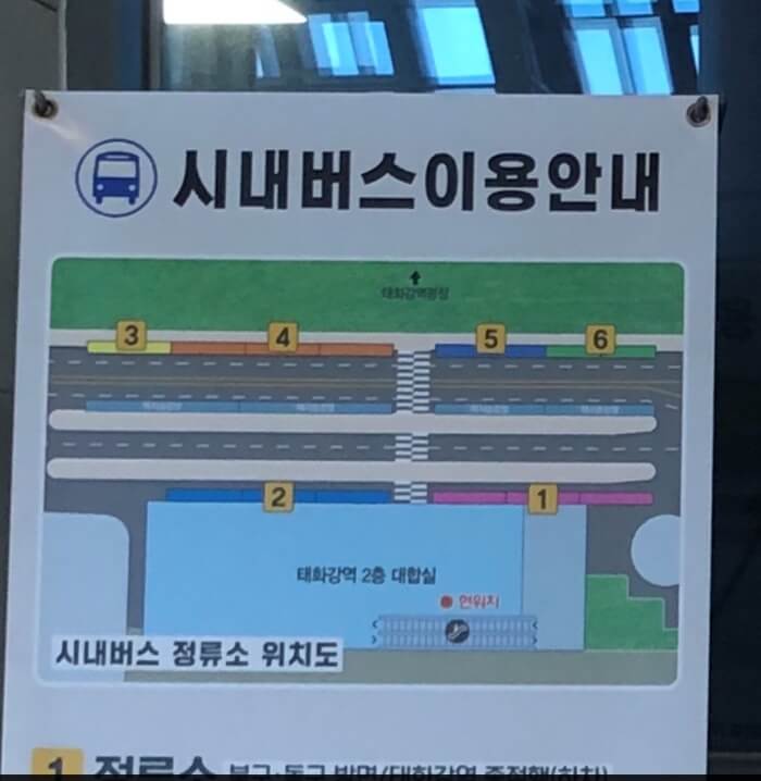 시내버스_정류소_위치를_1에서_6까지_번호를_정하여_그림으로_알려준다