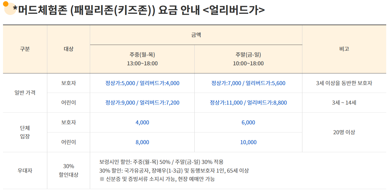 2025 보령머드축제 패밀리존 입장권 가격