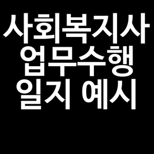 사회복지사 업무수행일지 예시