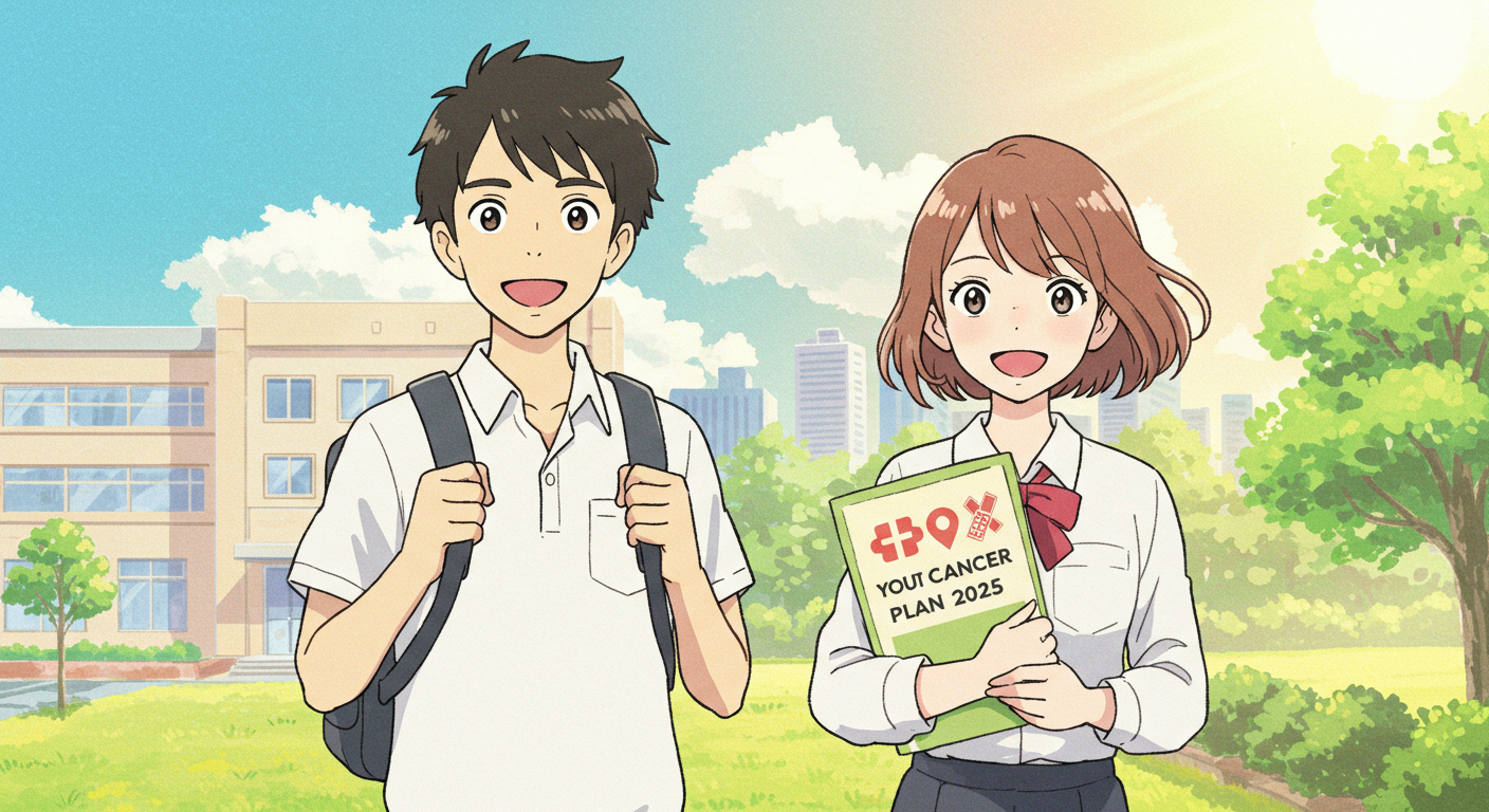 학생&middot;청년층 암보험을 소개하는 인물 일러스트