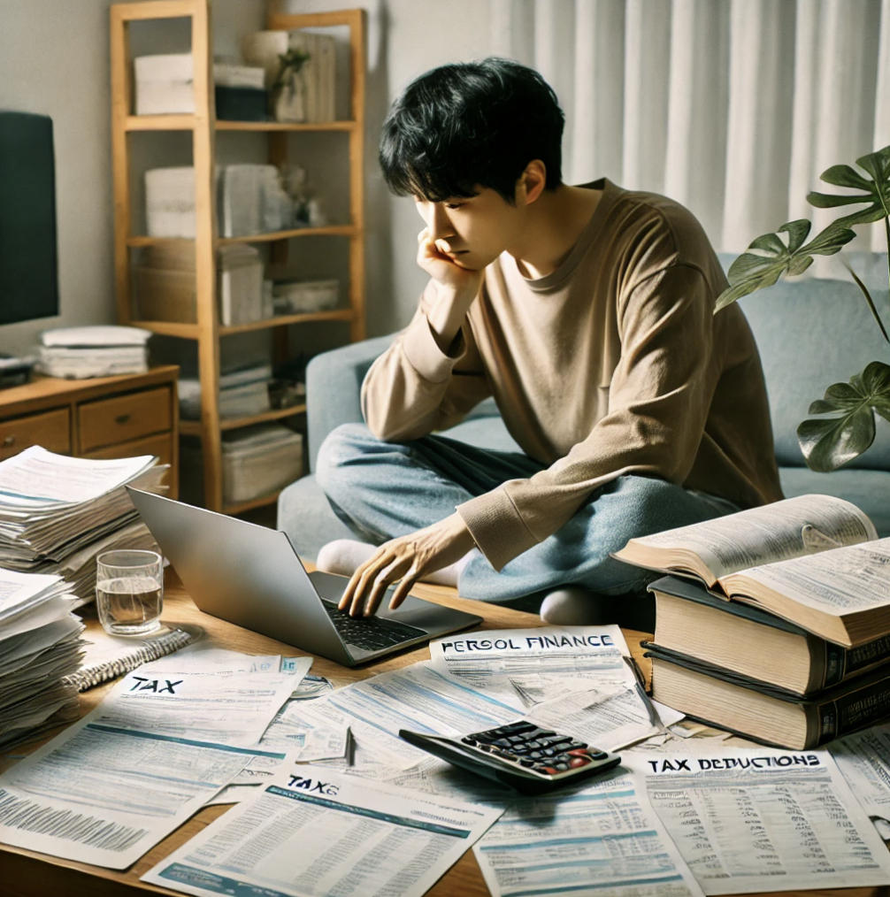 소득증빙 서류를 검토하는 일상적인 모습.