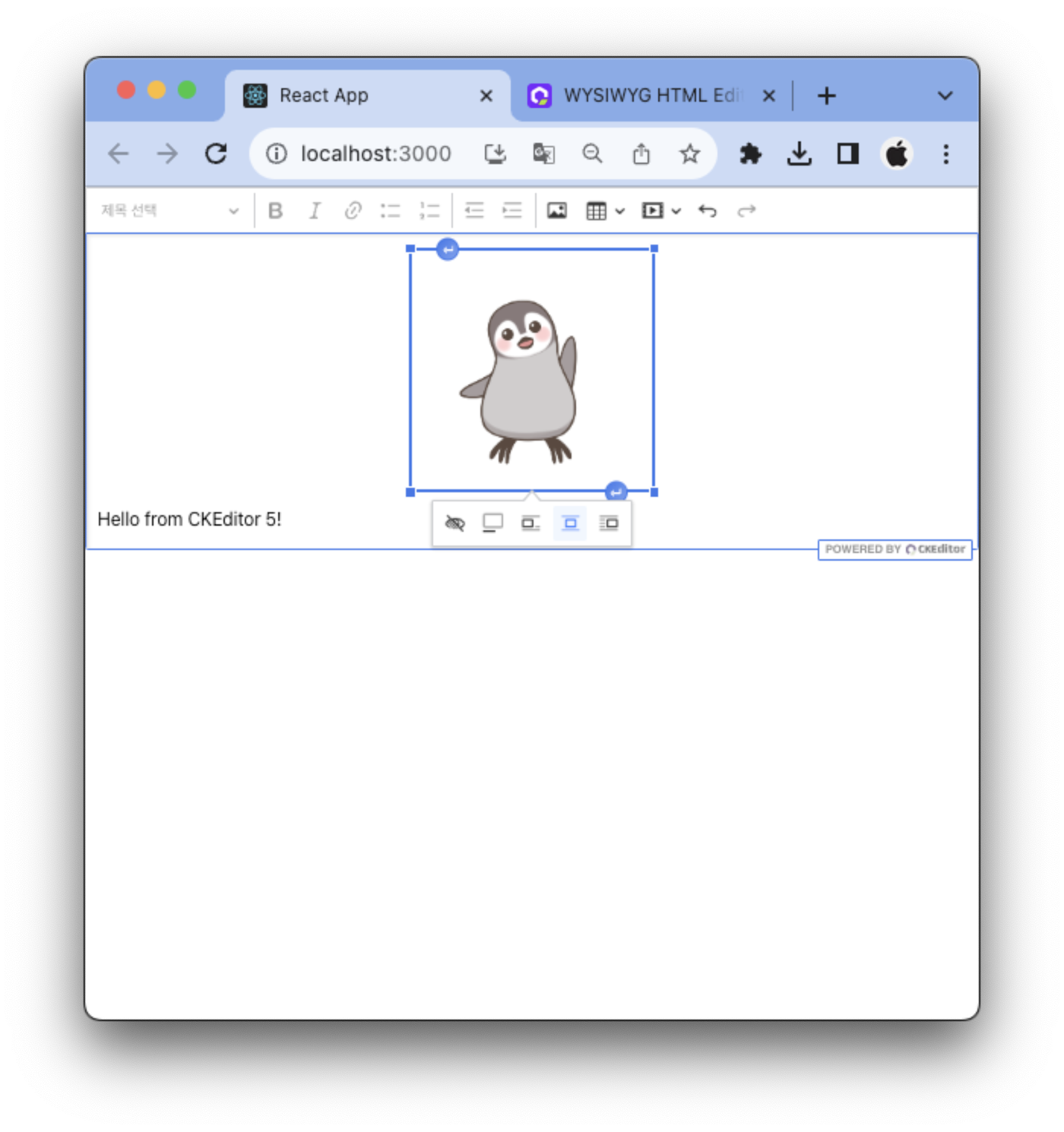 CKEditor React 프로젝트에서 최종 실행 결과 화면 (1)