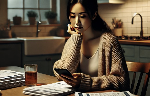 가계 부담을 느끼는 엄마