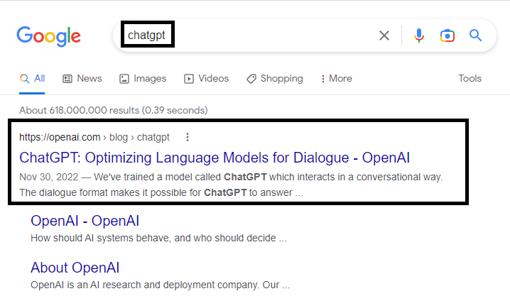 구글에서 챗GPT 검색하면 장면