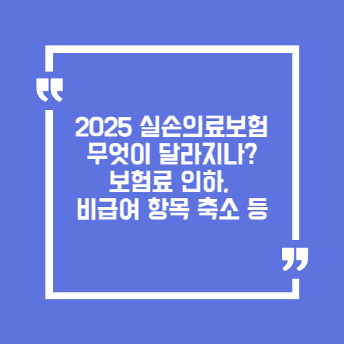 2025 실손의료보험 무엇이 달라지나? 보험료 인하, 비급여 항목 축소 등