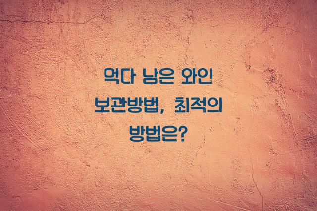 먹다남은 와인 보관방법