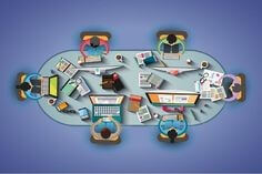 회사에서-원탁에-둘러앉아-프로젝트-회의