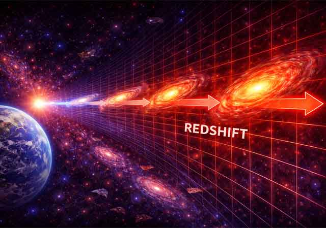 우주 확장과 적색편이 이미지