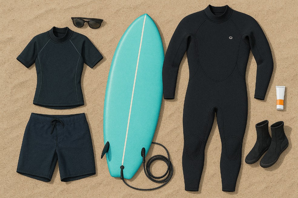 서핑 입문 필수 장비와 복장 관련 사진