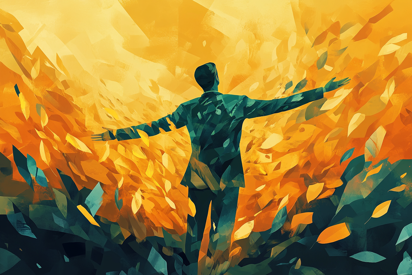 두팔을 벌리고 뒤돌앙 서있는 남자