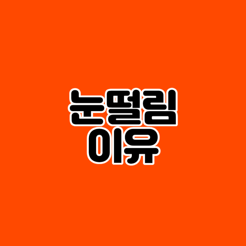 눈떨림 이유