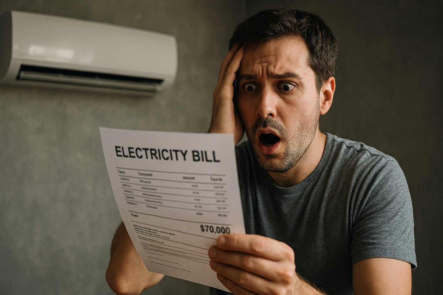 높은 전기요금 고지서를 보고 충격받은 사람