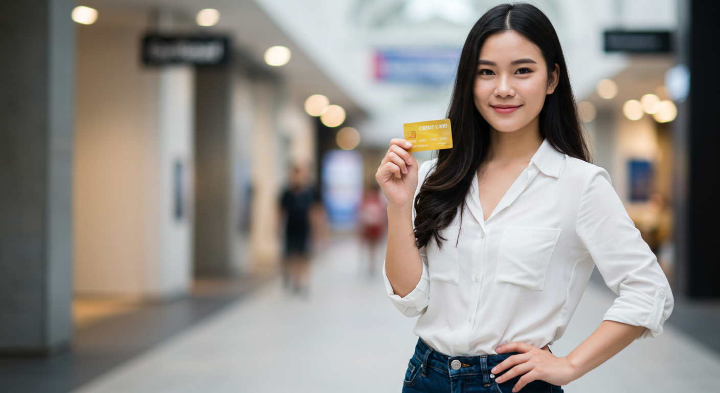 카드를 손에 들고 있는 여성