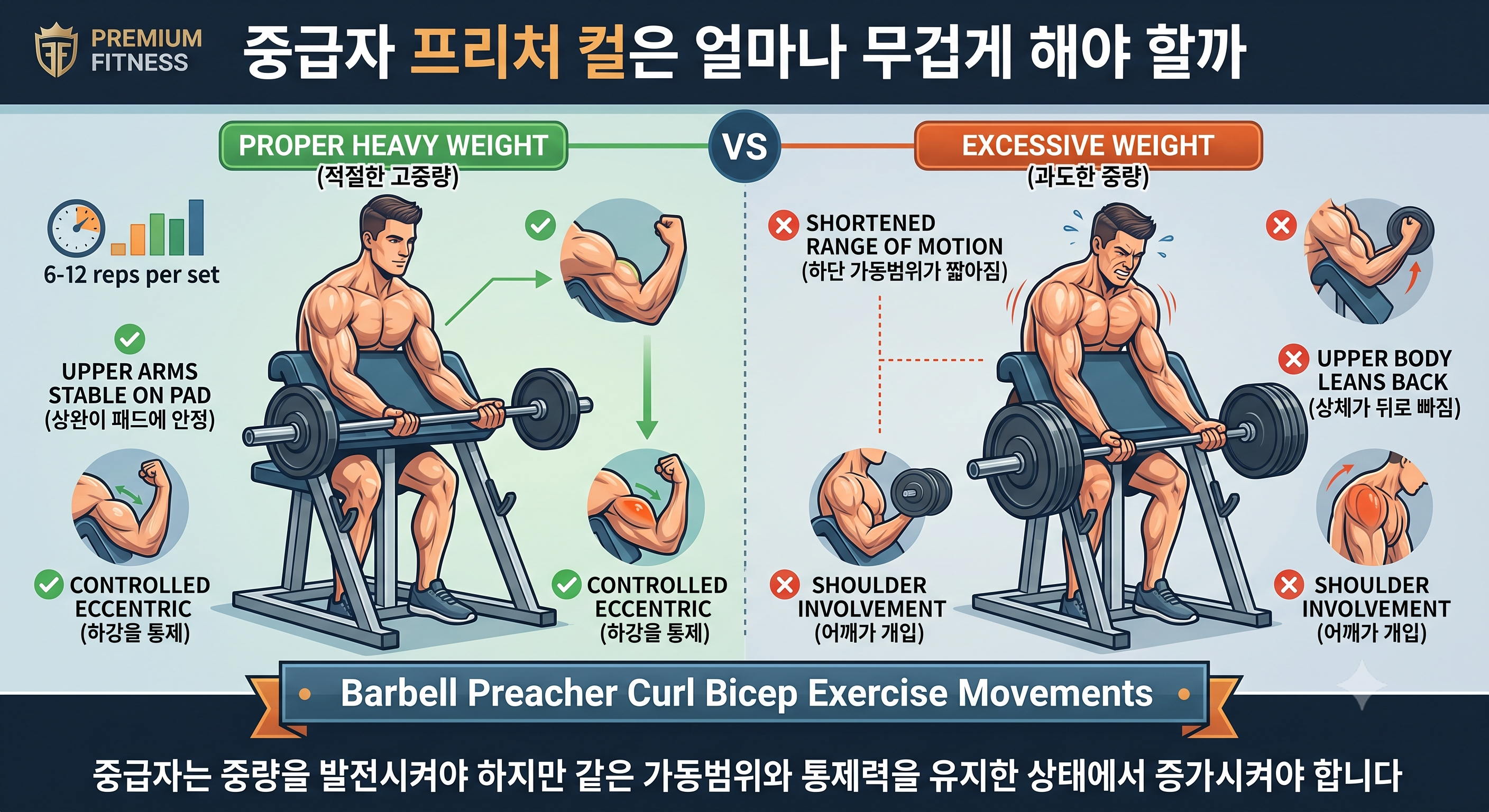 중급자 프리처 컬은 얼마나 무겁게 해야 할까