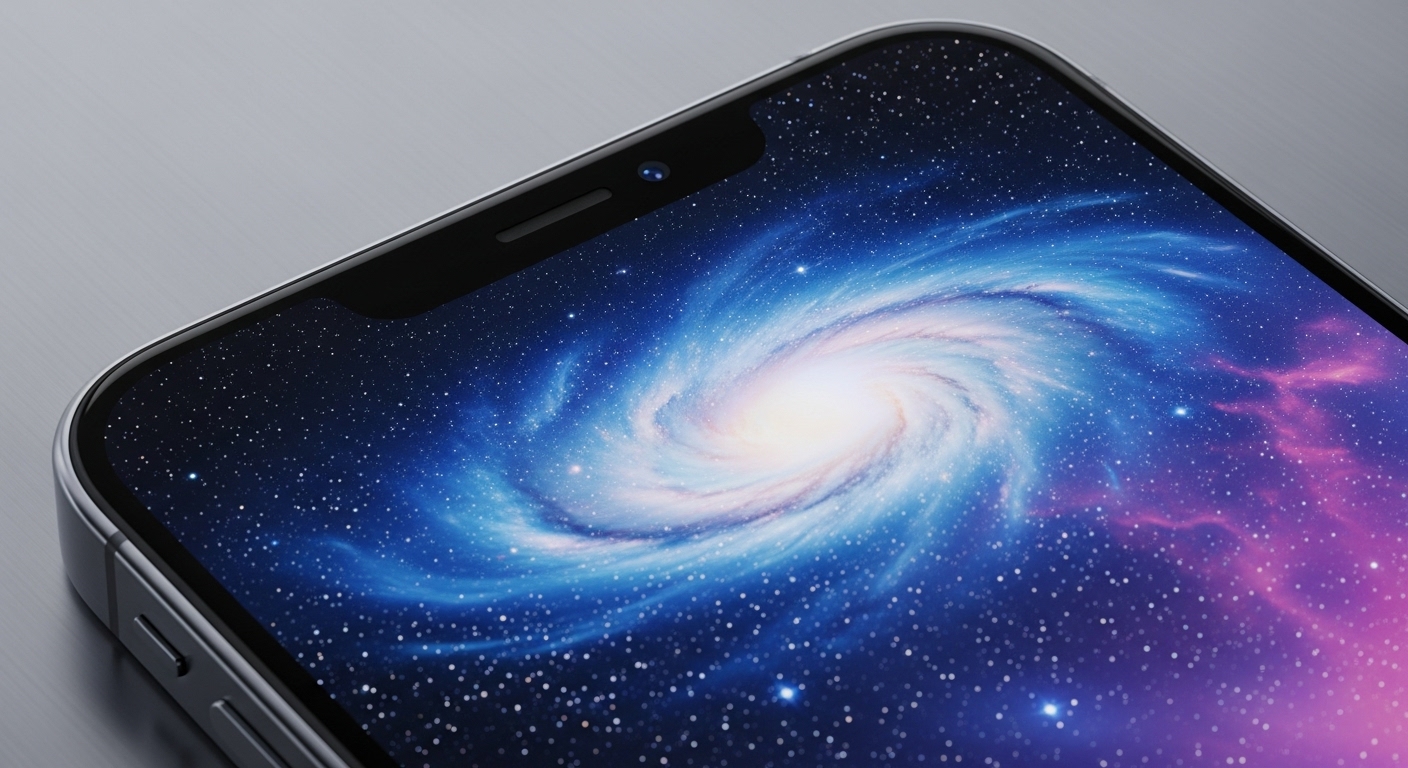 다이내믹 아일랜드가 사라지고 펀치홀 카메라만 남은 아이폰 17 프로의 풀스크린 디스플레이 컨셉 이미지.