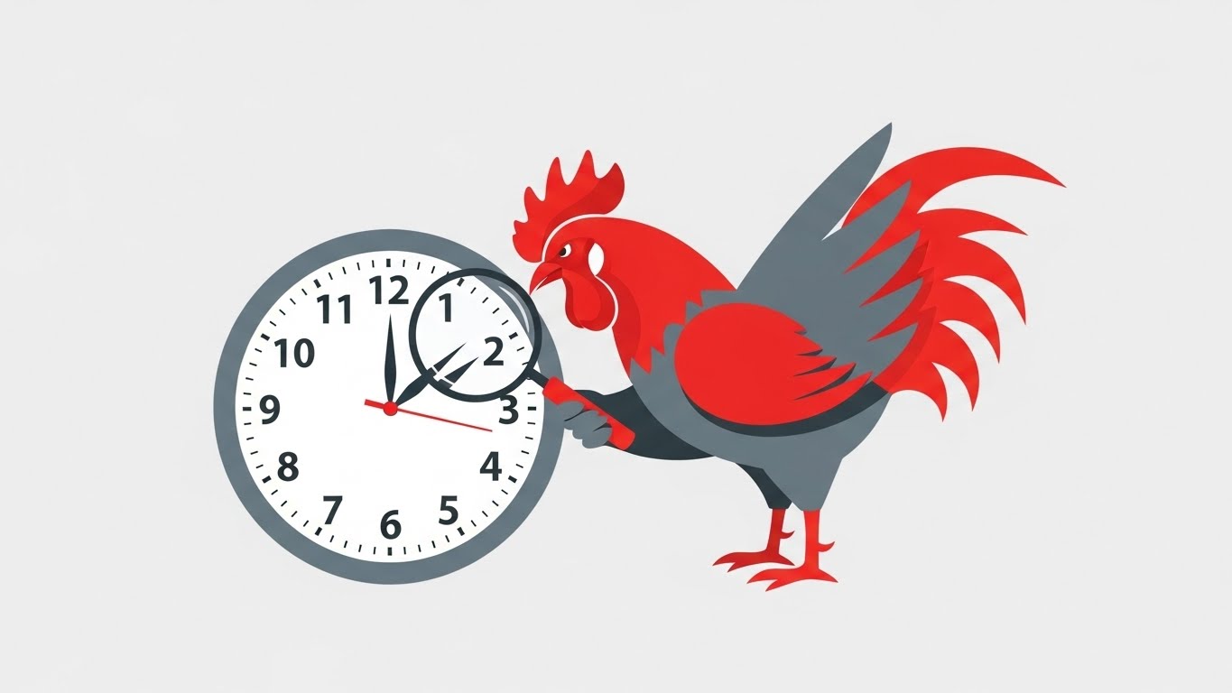 돋보기로 세밀하게 분석하고 계획하는 닭띠 캐릭터 일러스트