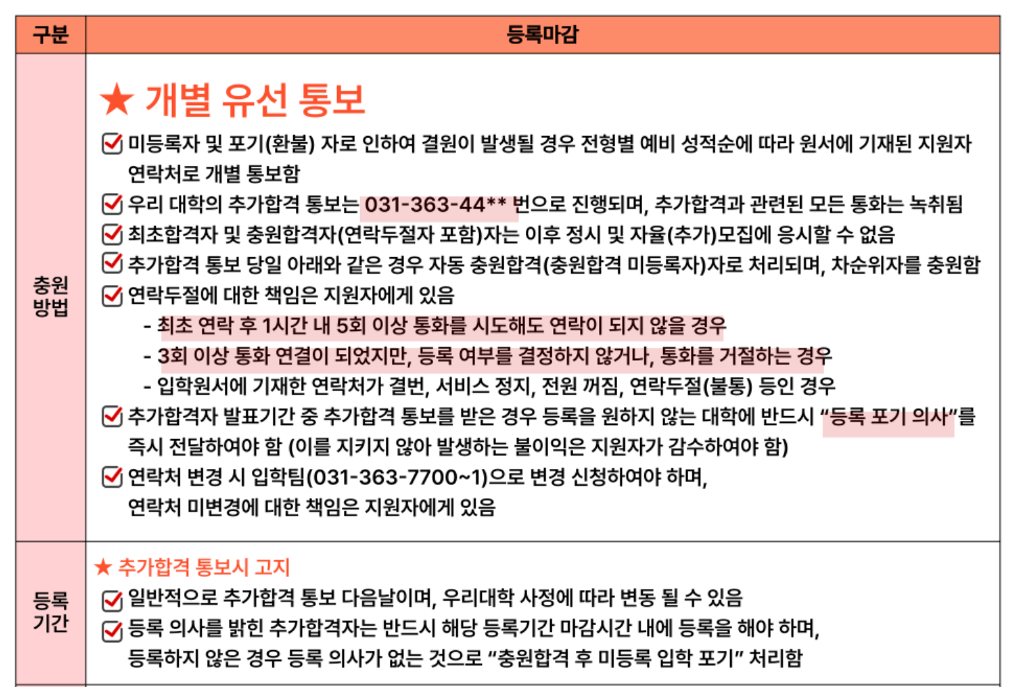 안산대 정시 추가합격자 안내문