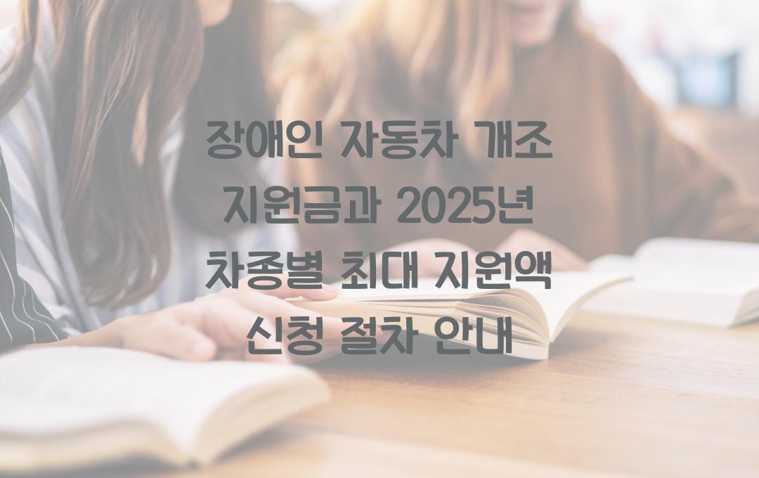 장애인 자동차 개조 지원금, 차종별 최대 지원액과 신청 절차
