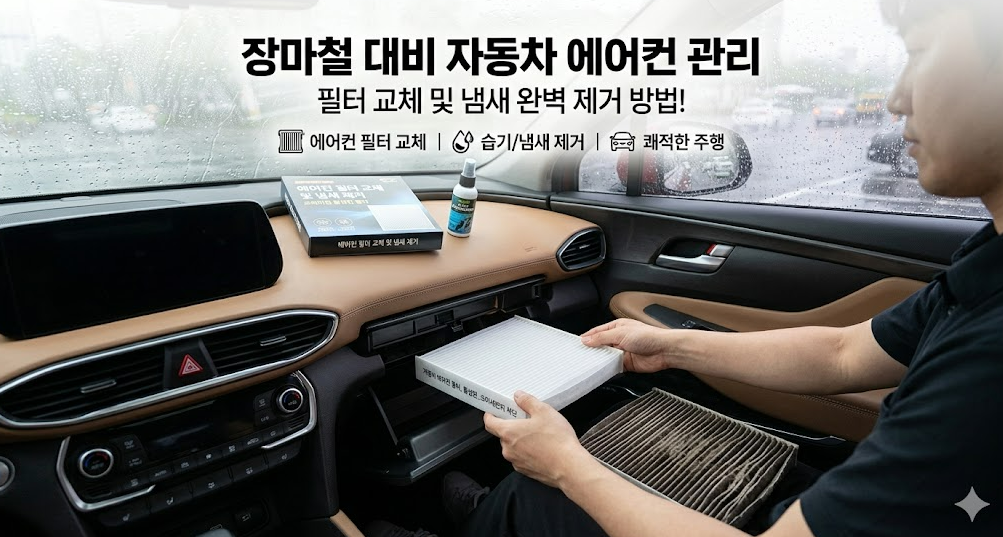 장마철 대비 자동차 에어컨 필터 교체 및 냄새 관리법
