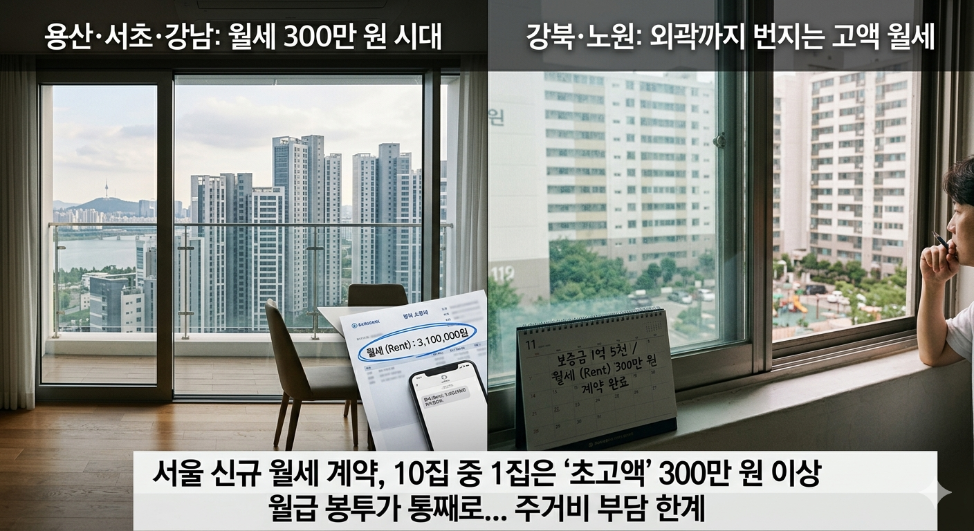 "월급을 통째로 낸다고?" 서울 아파트 10집 중 1집은 '월세 300만 원' 시대