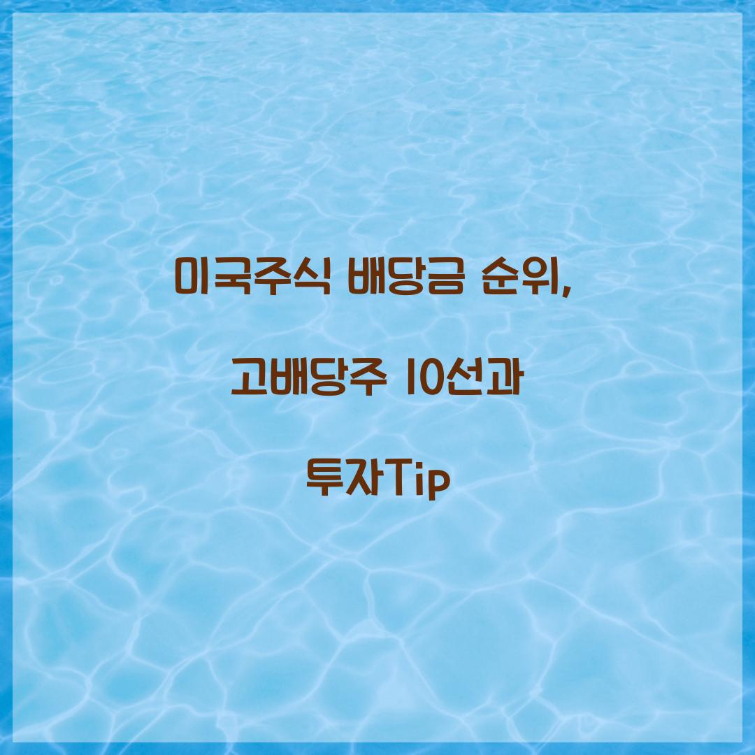 미국주식 배당금 순위