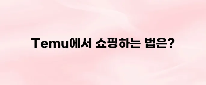 Temu 쇼핑몰 사이트｜쇼핑 방법