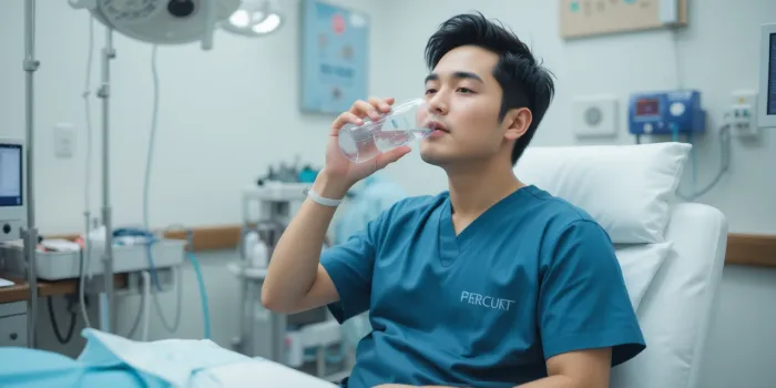 위내시경 전 물 마시는 남성