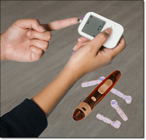 혈당 체크하는 당뇨병 환자