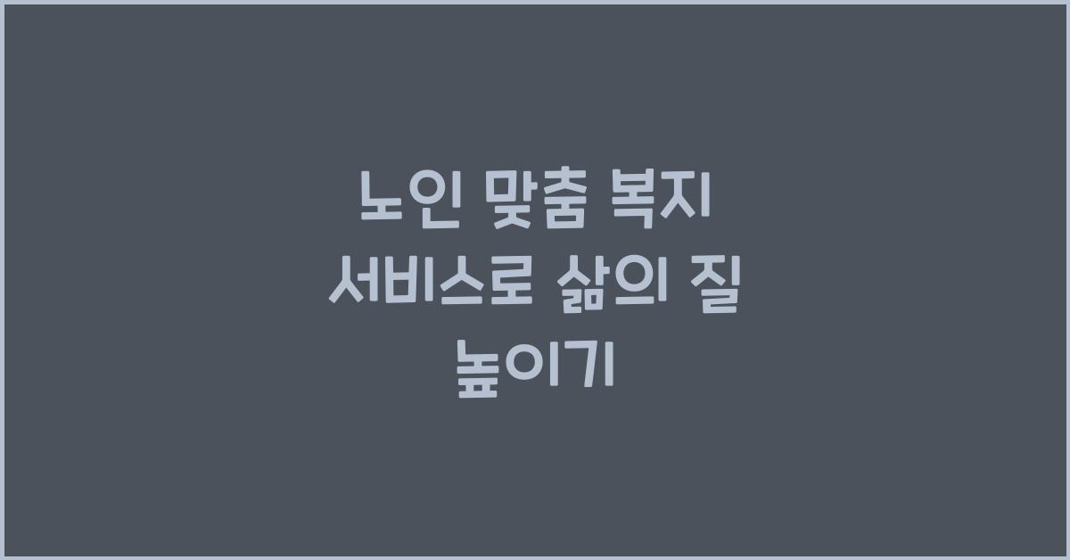노인 맞춤 복지 서비스