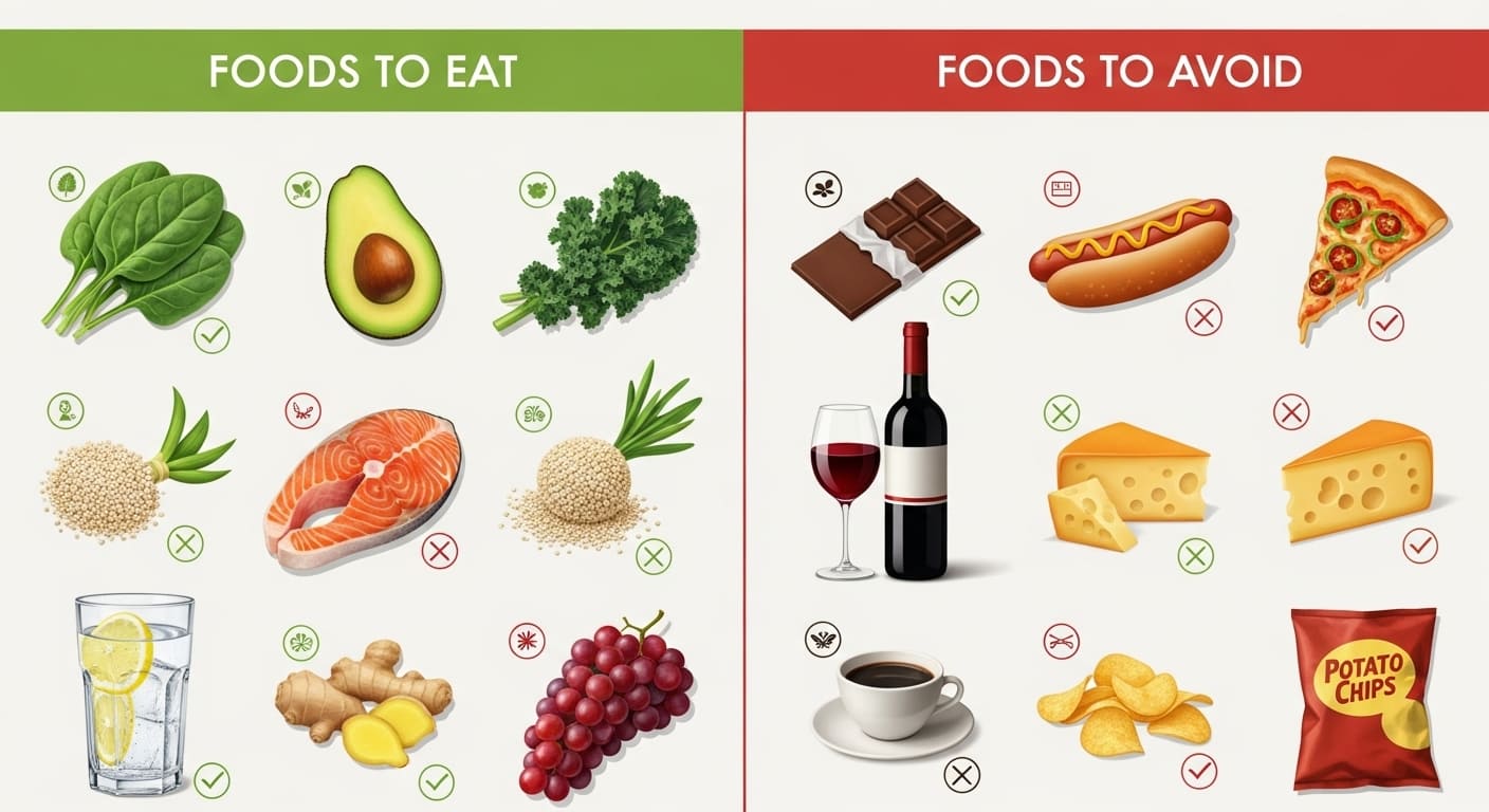 두통에 좋은 음식과 피해야 할 음식, 올바른 식단 관리