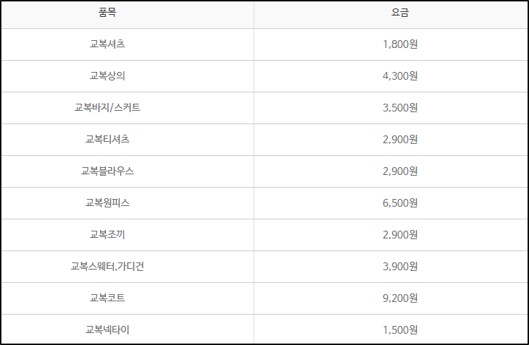 크린토피아 세탁가격