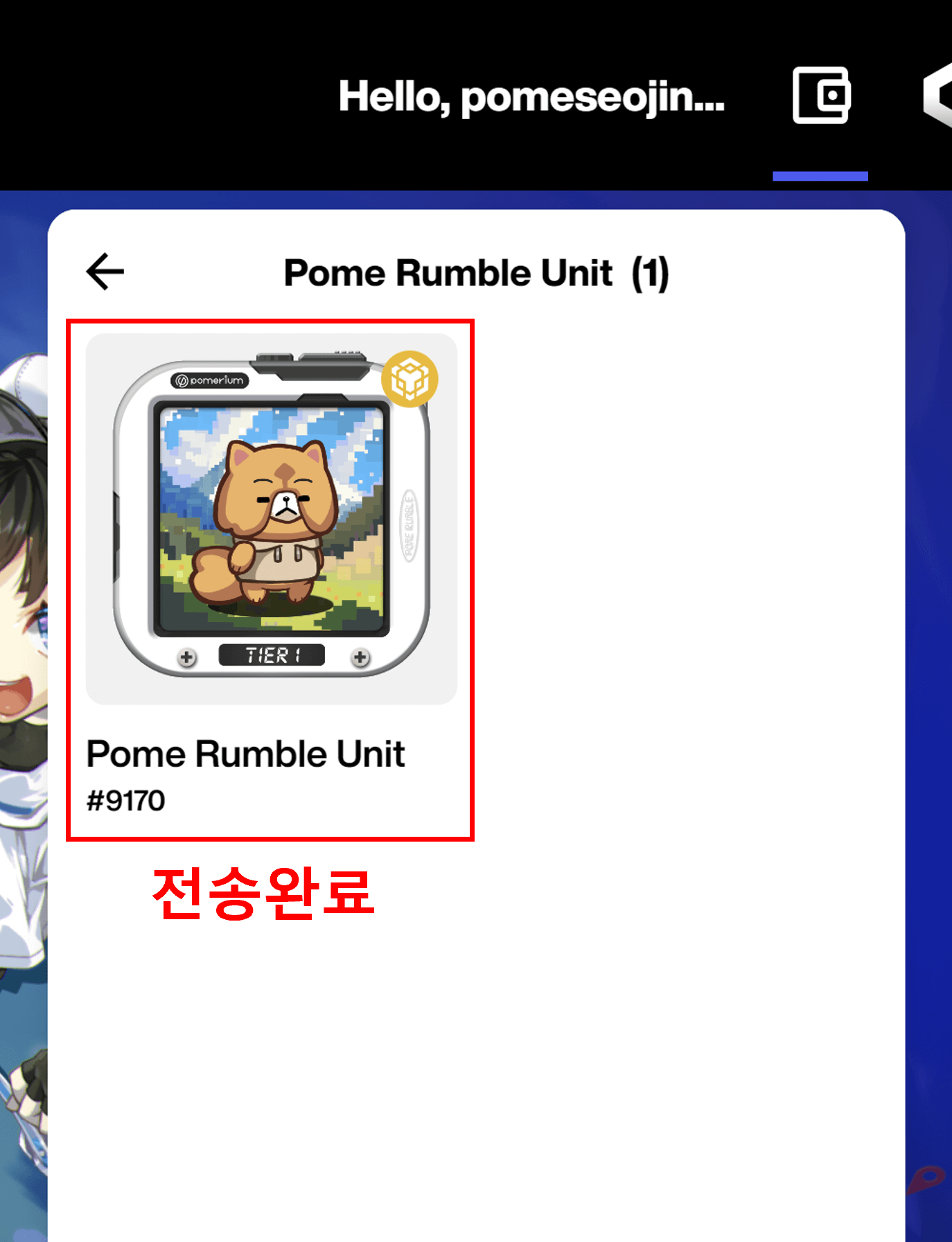 NFT 포메리움 지갑으로 전송하기 10