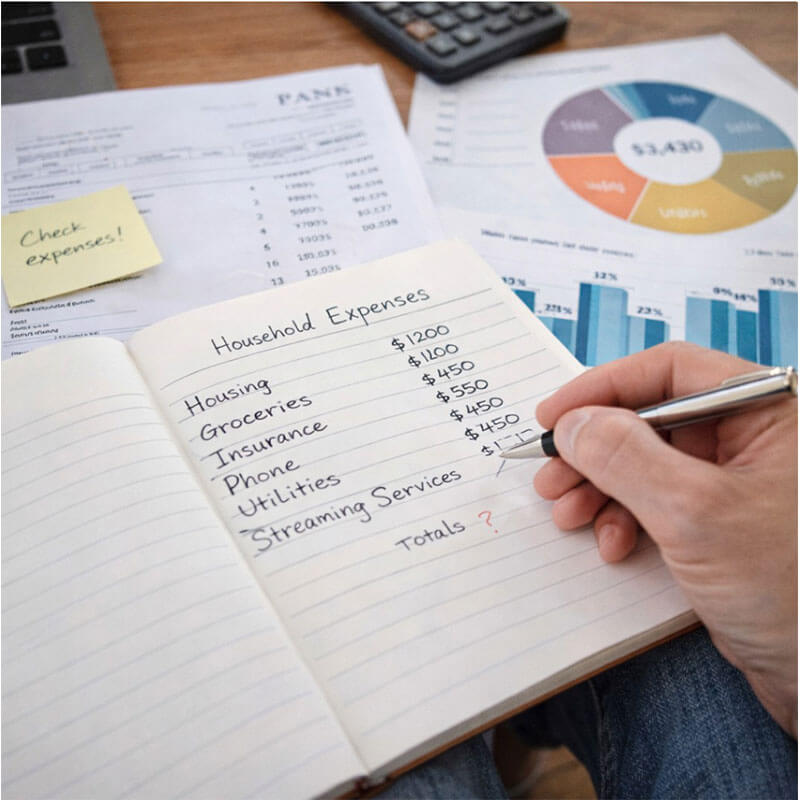 생활비 증가 점검 기준을 확인하는 가계부 기록 장면