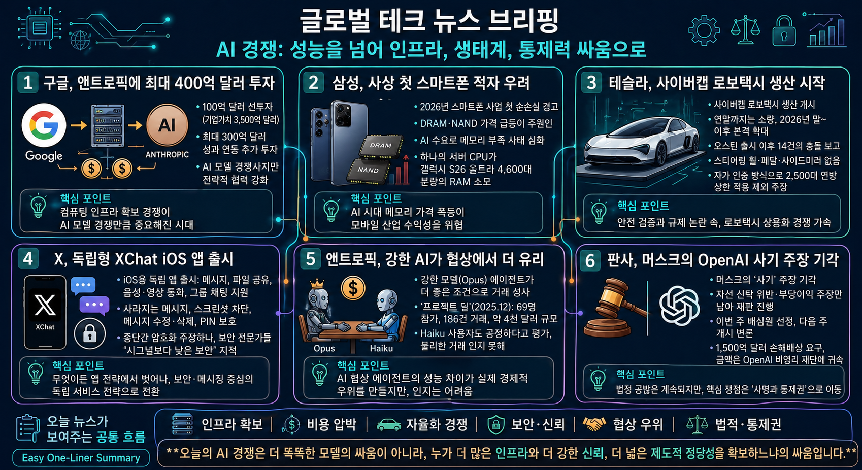 구글의 앤트로픽 투자부터 테슬라 로보택시 생산까지