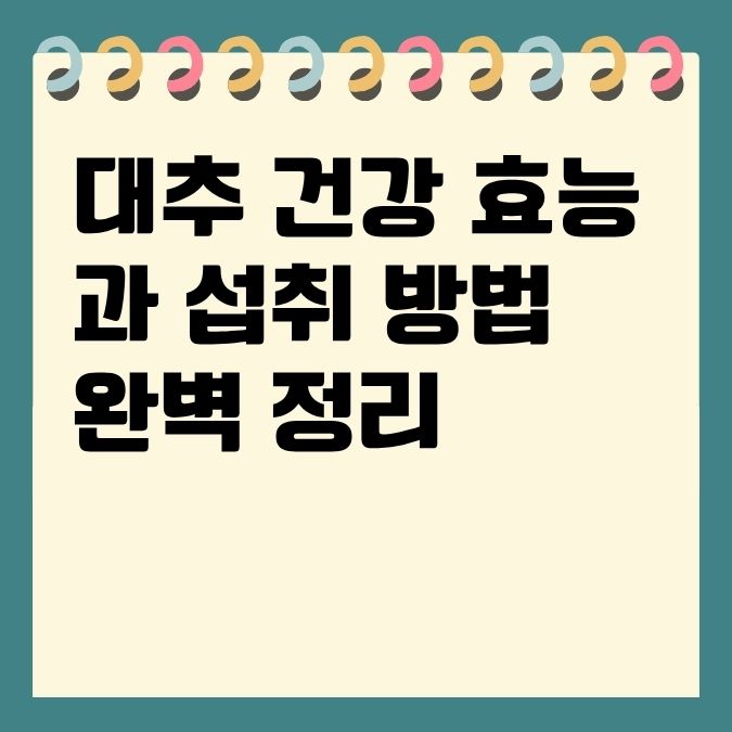 대추 건강 효능과 섭취 방법 완벽 정리