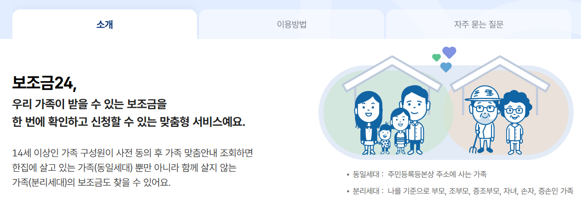 보조금24 지원금 신청