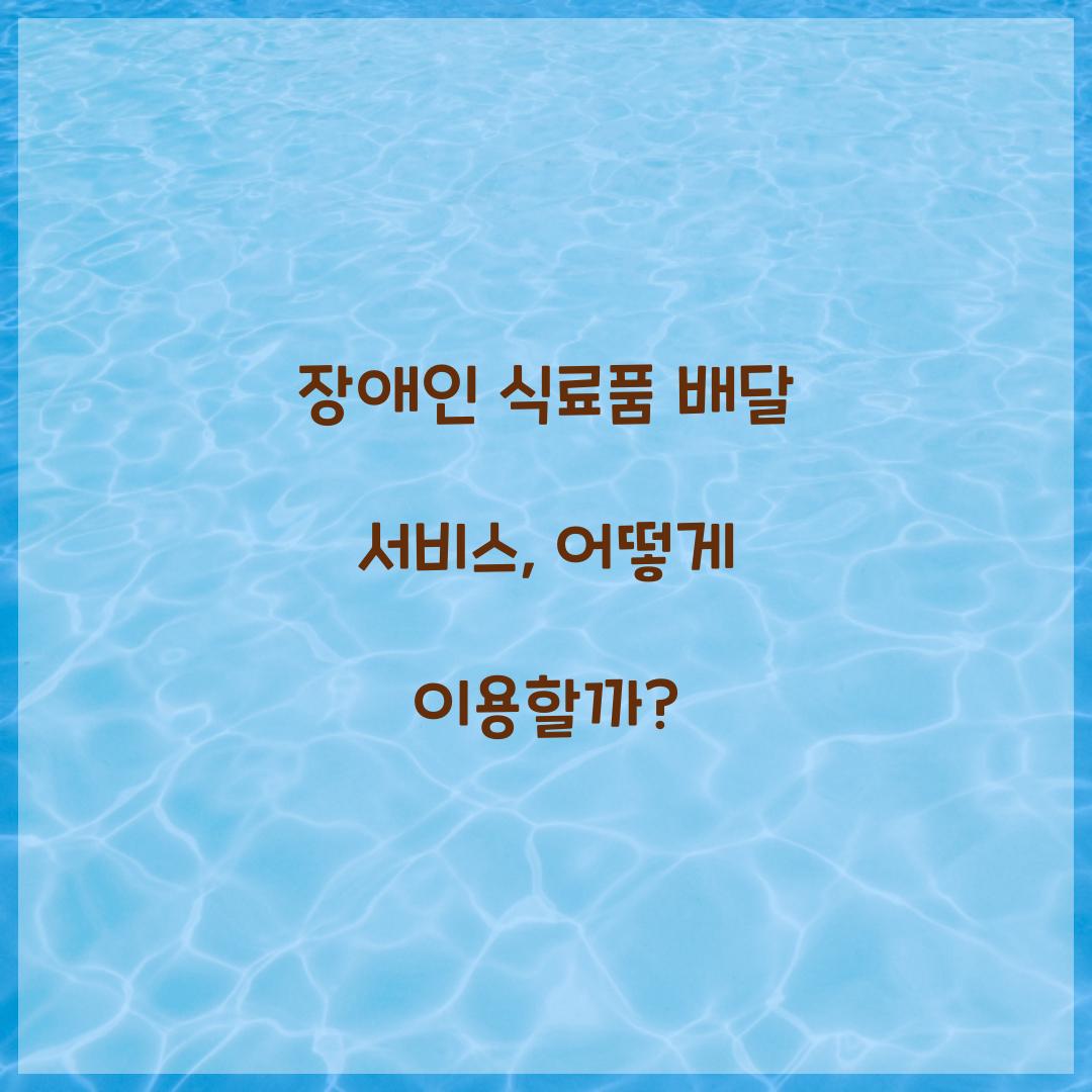 장애인 식료품 배달