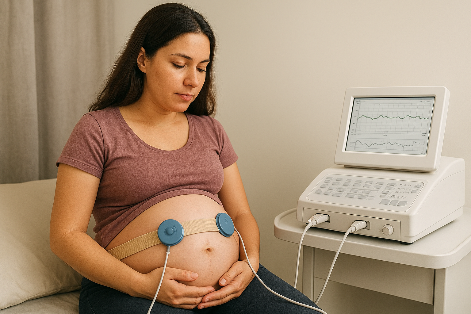 태동검사하는 임산부 이미지