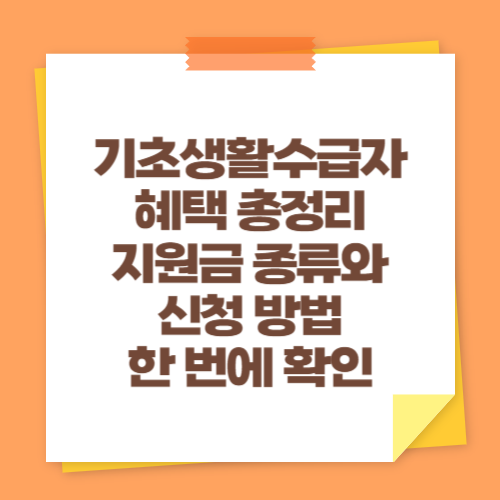 기초생활수급자 혜택 총정리 (지원금 종류와 신청 방법 한 번에 확인)