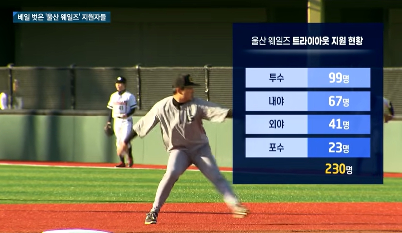 230명이 지원한 울산 웨일즈 선수 공개 선발 트라이아웃 현장 (문수야구장)
