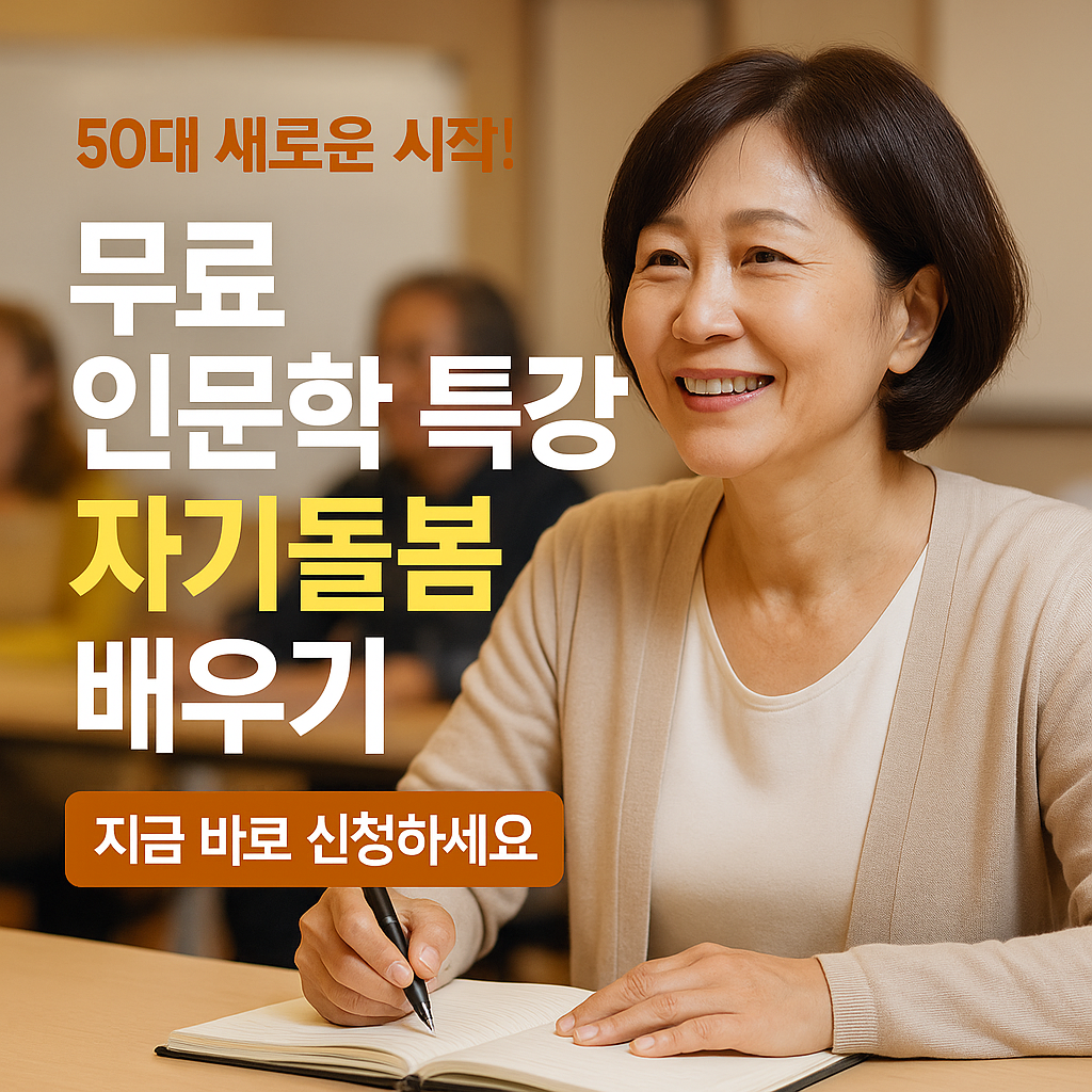 중장년 자기돌봄 배우기, 무료 인문 특강 신청법 (출처 : 정책브리핑)