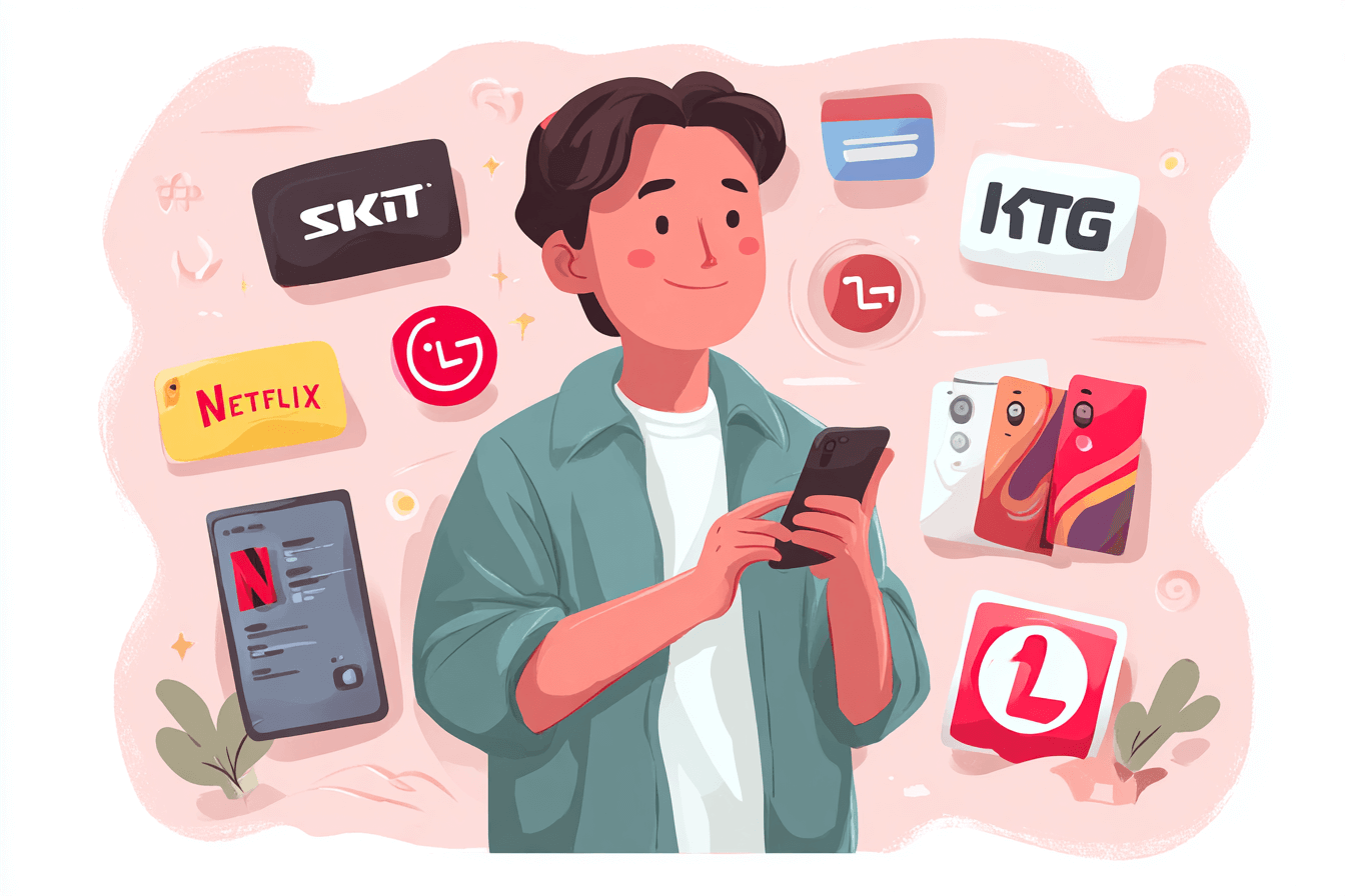 할인-통신사-로고와-남자-그림