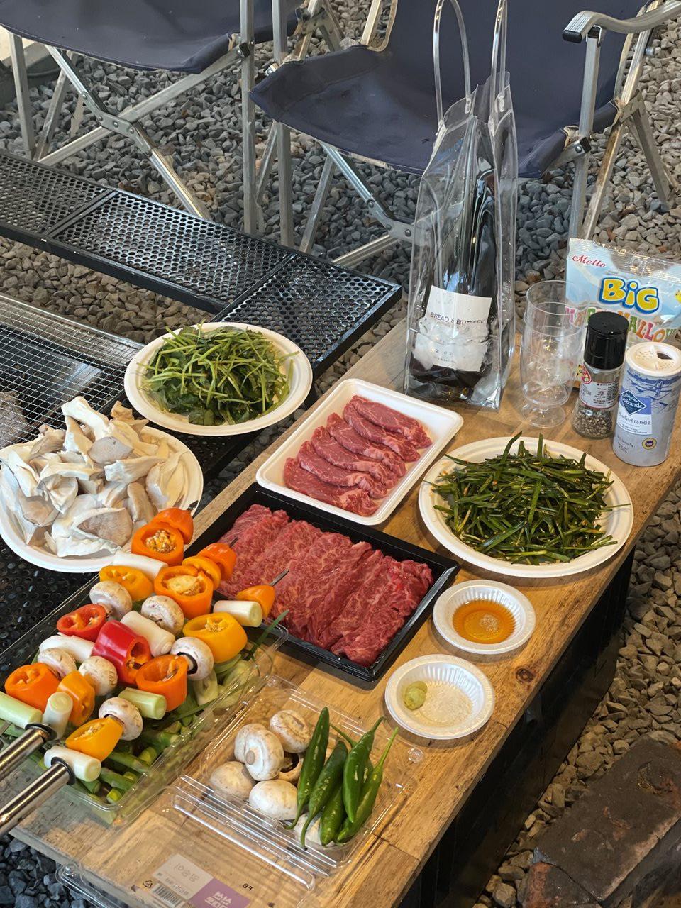 캠핑 한우 구이, 야채 꼬치