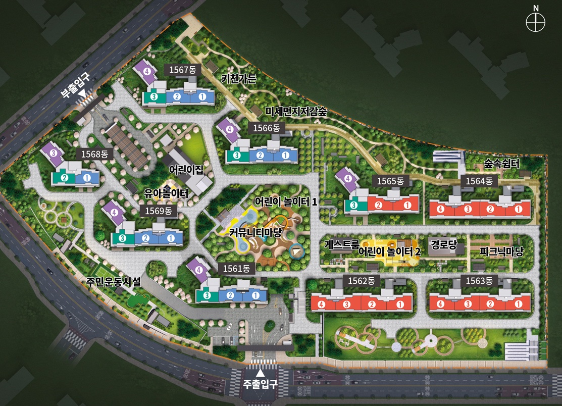 평택 고덕국제신도시 A-49블록 호반써밋 3차 동･호수 배치 조감도